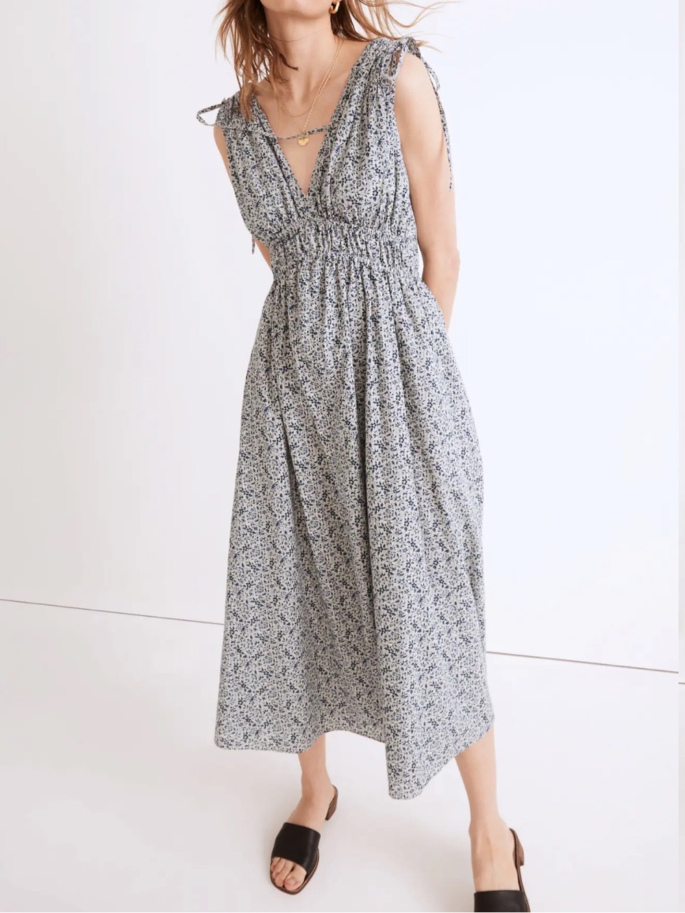 Madewell Sophia Smocked Midi Dress in Florentine Dress